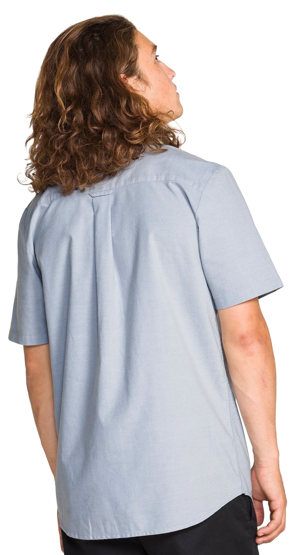 Volcom Everett Oxford II Men's Short Sleeve Button Down Shirt - Wrecked Indigo – back view