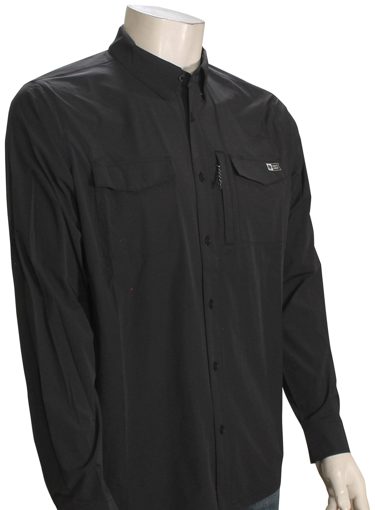 Salty Crew Charter Tech Woven LS Button Down Shirt - Black