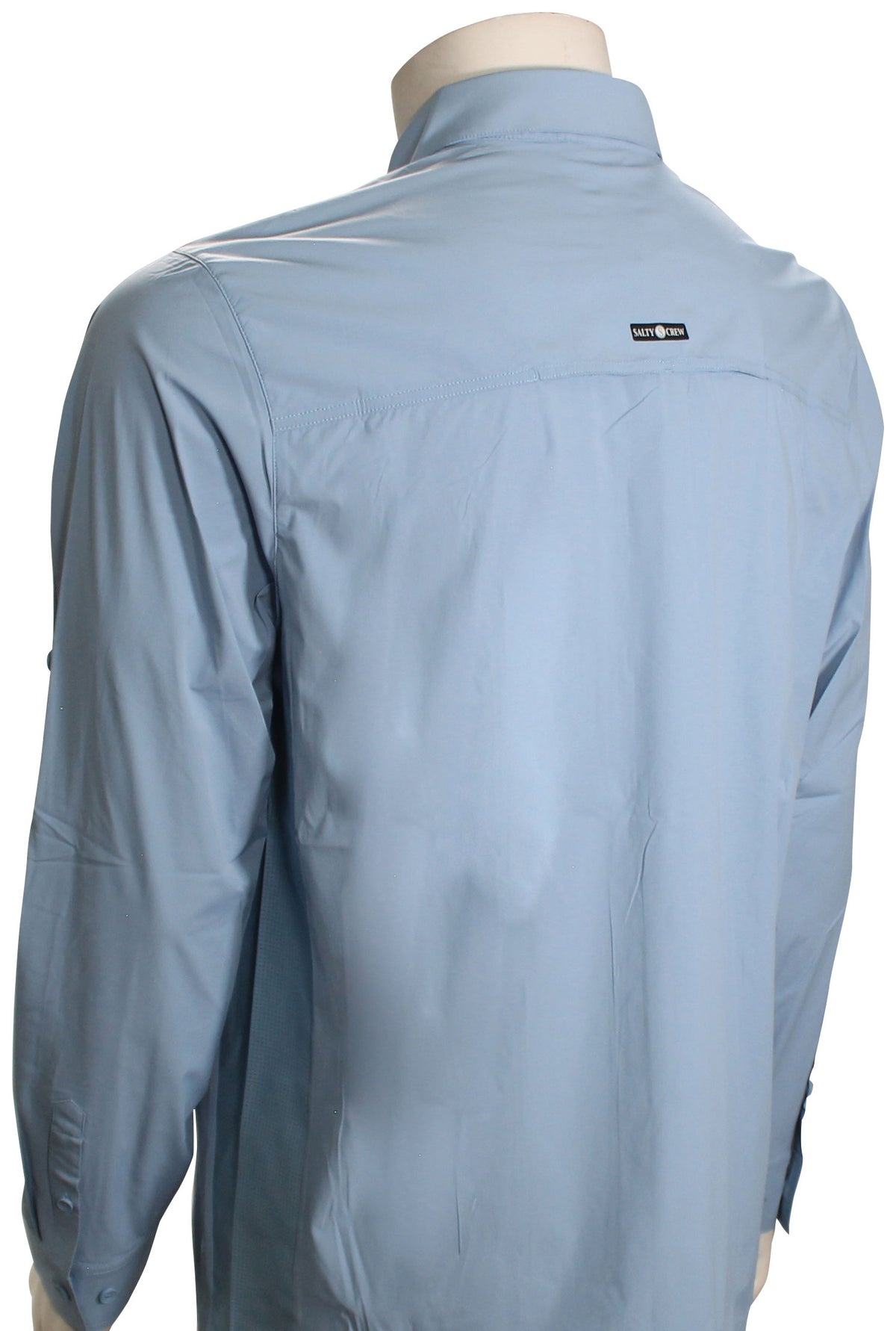 Salty Crew Charter Tech Woven LS Button Down Shirt - Marine Blue, back view