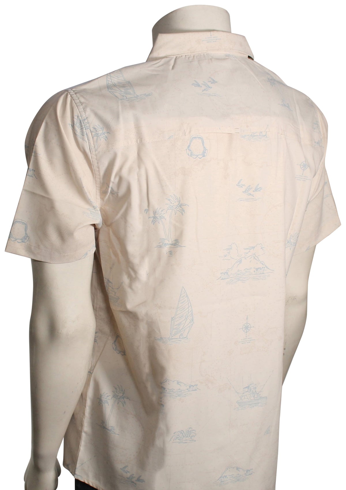 Salty Crew Helmsman Tech Woven SS Button Down Shirt - Oyster – back view