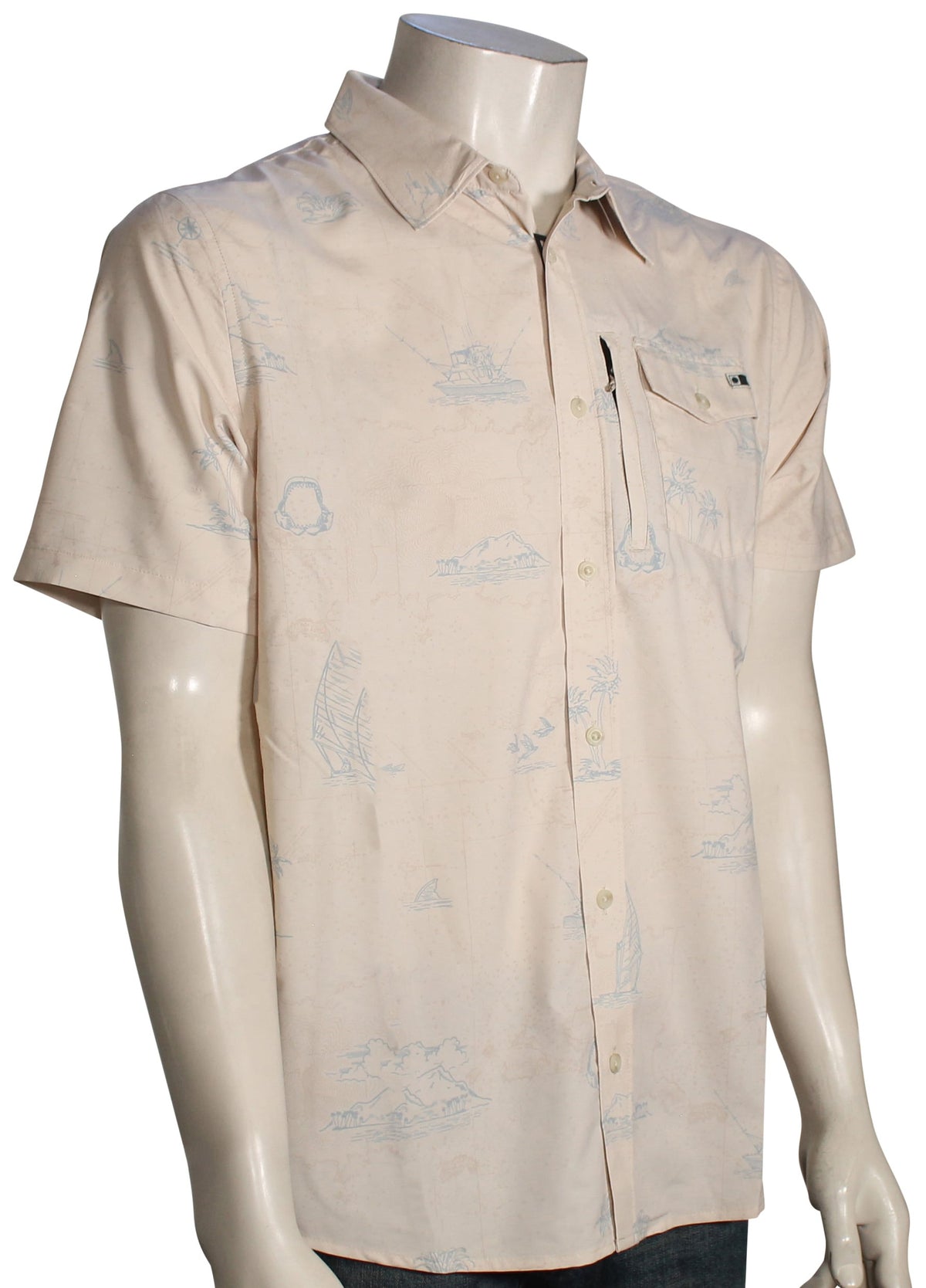 Salty Crew Helmsman Tech Woven SS Button Down Shirt - Oyster