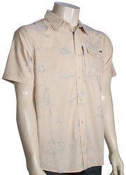 Salty Crew Helmsman Tech Woven SS Button Down Shirt - Oyster