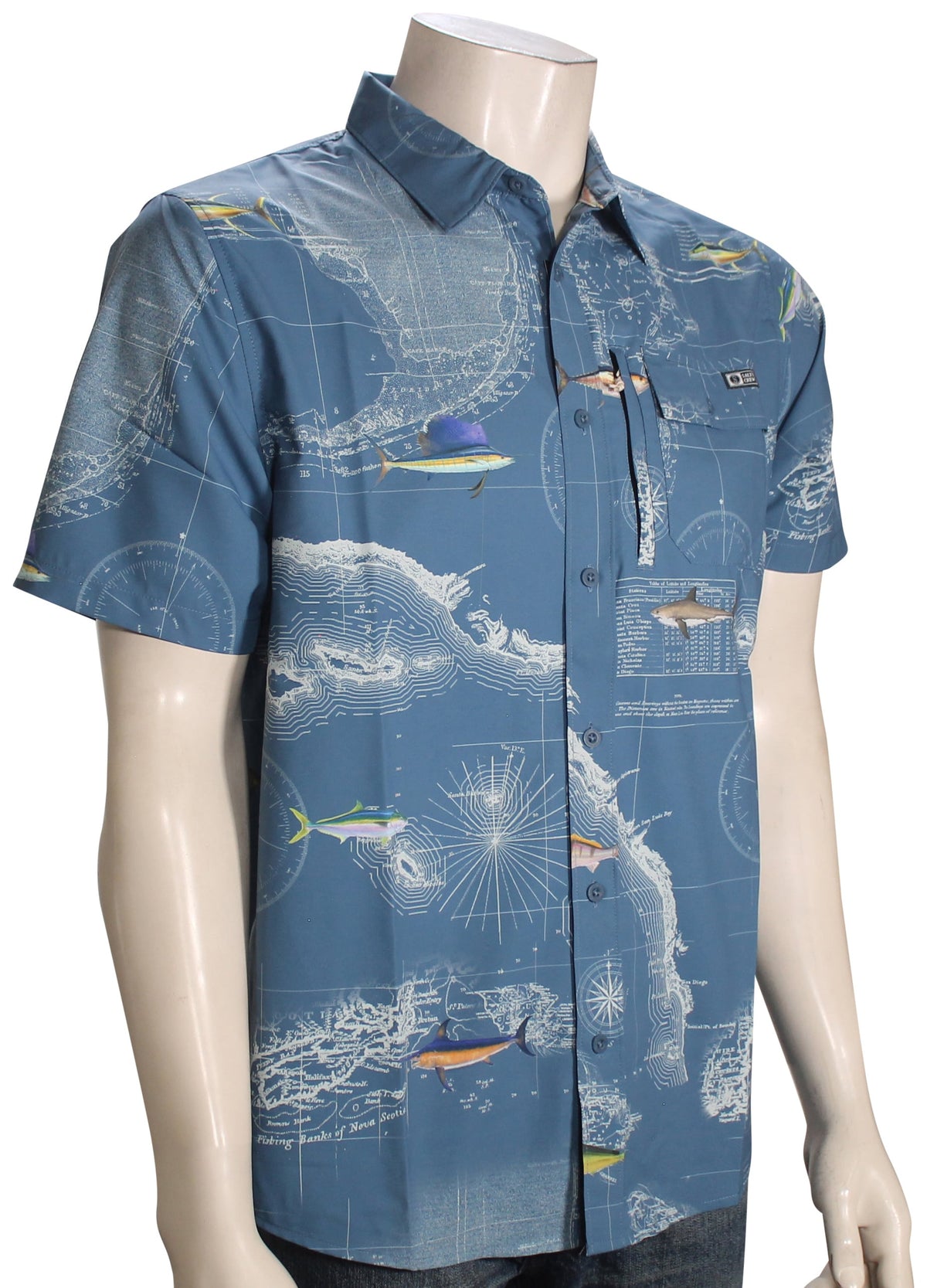Salty Crew Flagship UV SS Button Down Shirt - Channel Blue