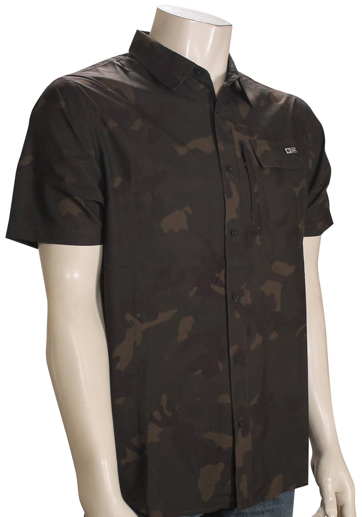 Salty Crew Flagship UV SS Button Down Shirt - Dark Camo