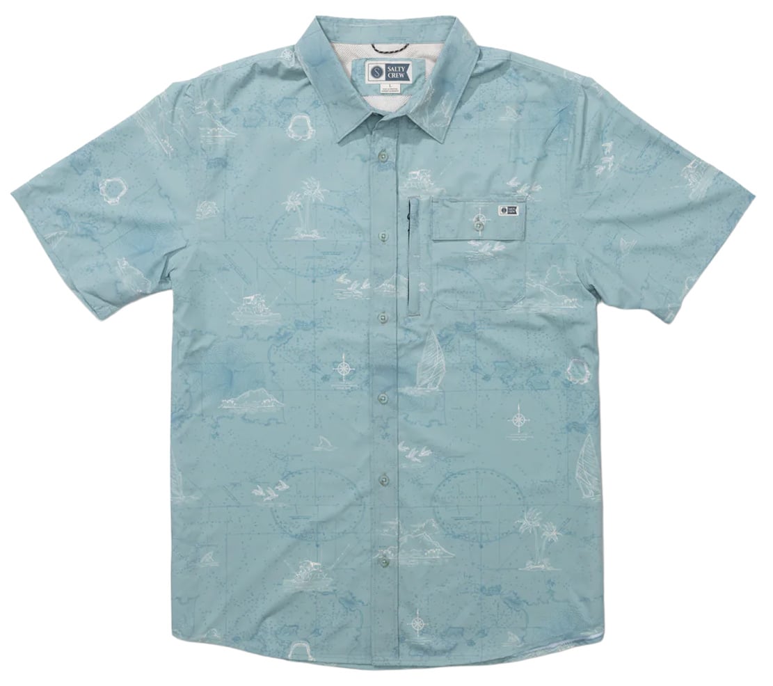 Salty Crew Flagship UV SS Button Down Shirt - Marine