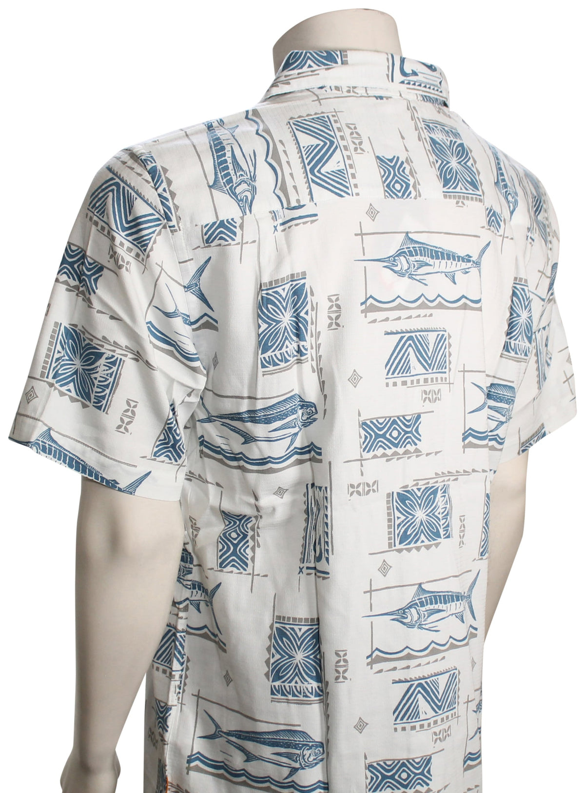 Quiksilver Waterman Big Blue Button Down Shirt - White Big Blue Woven – back view
