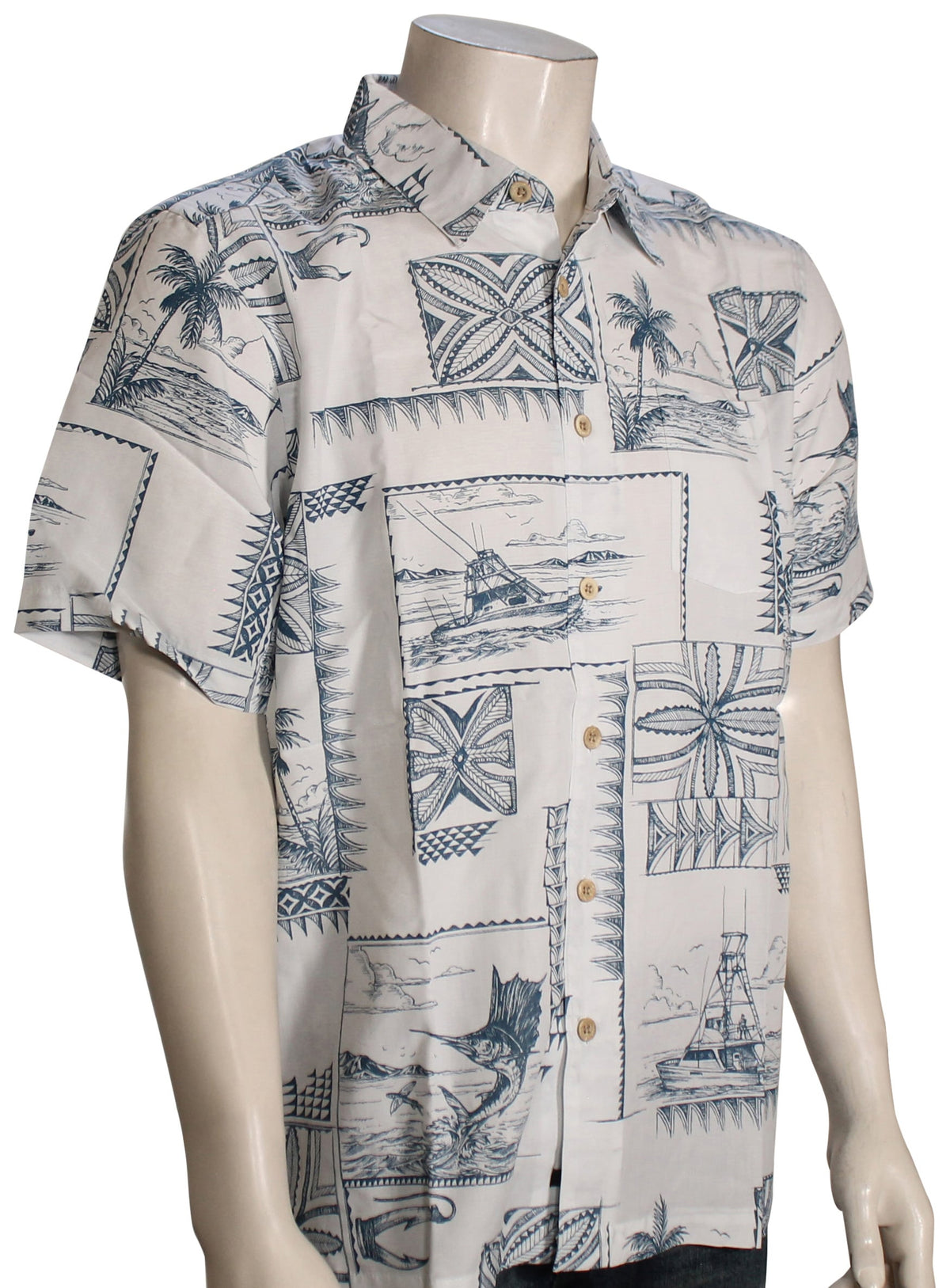Quiksilver Waterman Bill Fish SS Button Down Shirt - White Bill Fish