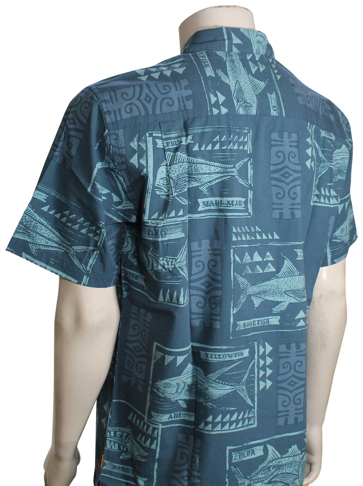 Quiksilver Waterman Block Fish Button Down Shirt - Indigo Stripe – back view