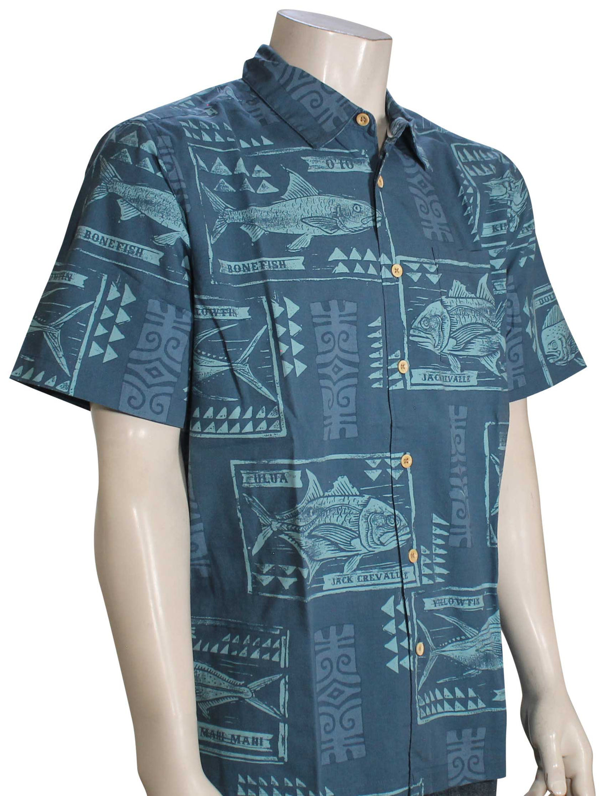 Quiksilver Waterman Block Fish Button Down Shirt - Indigo Stripe