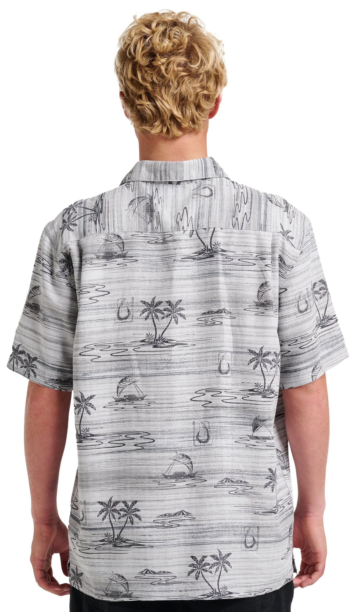 Quiksilver Waterman Island Daze Button Down Shirt - Phantom – back view