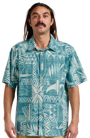 Quiksilver Waterman Talk Story Button Down Shirt - Aqua Sea