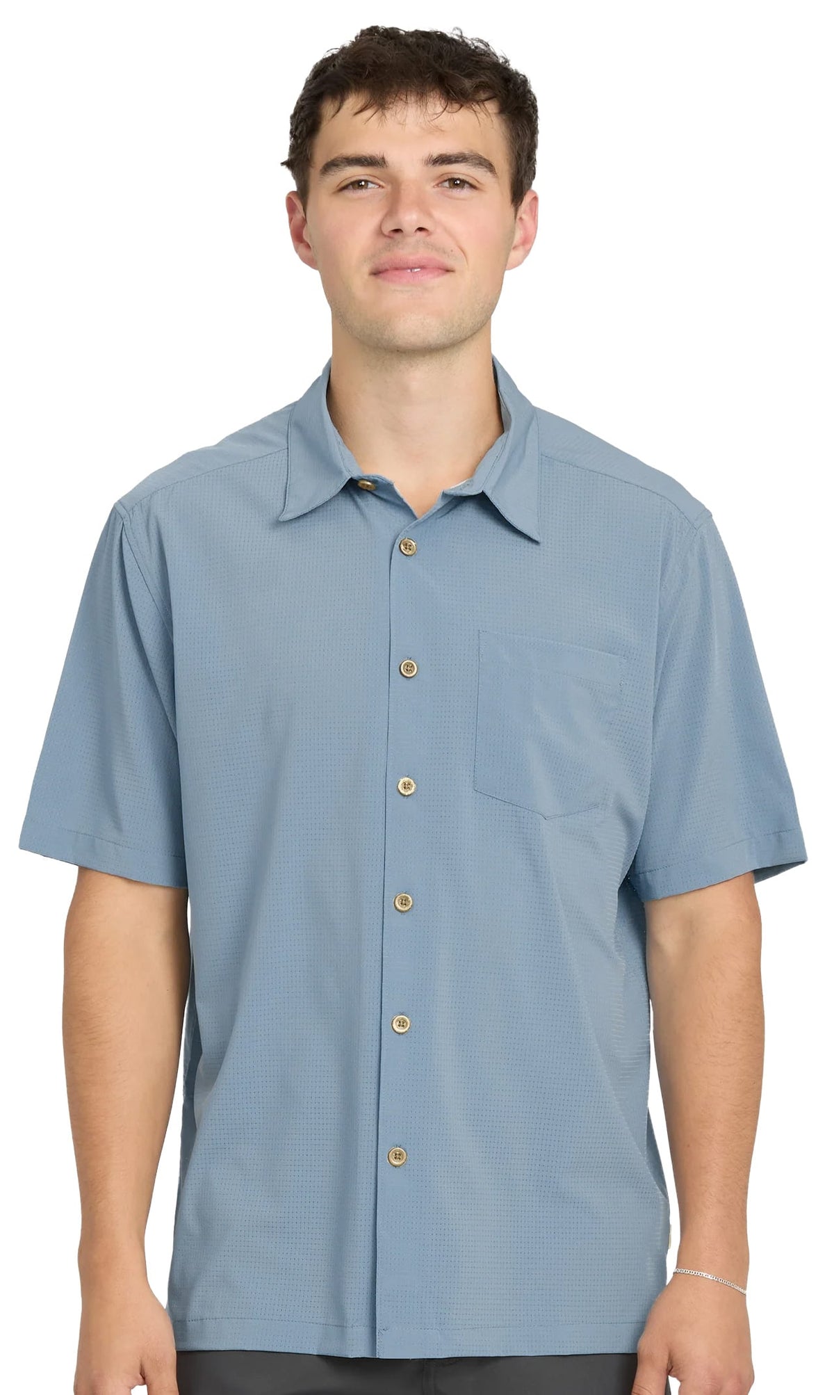 Quiksilver Waterman Chaser Woven Short Sleeve Button Down Shirt - Blue Shadow