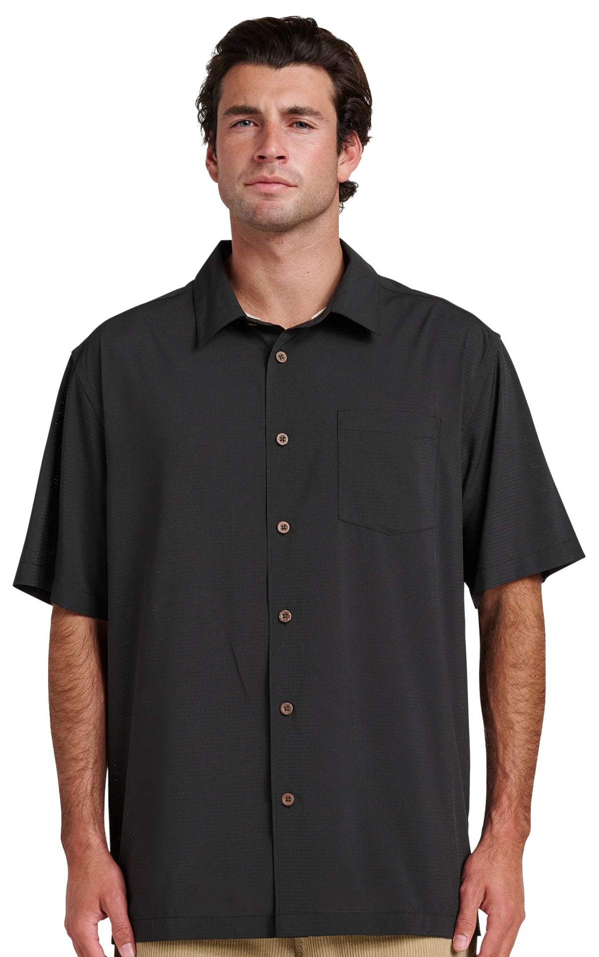 Quiksilver Waterman Chaser Woven Short Sleeve Button Down Shirt - Phantom