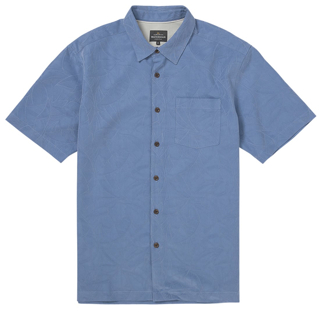Quiksilver Waterman Island Jungle Men's Short Sleeve Button Down Shirt - Riviera