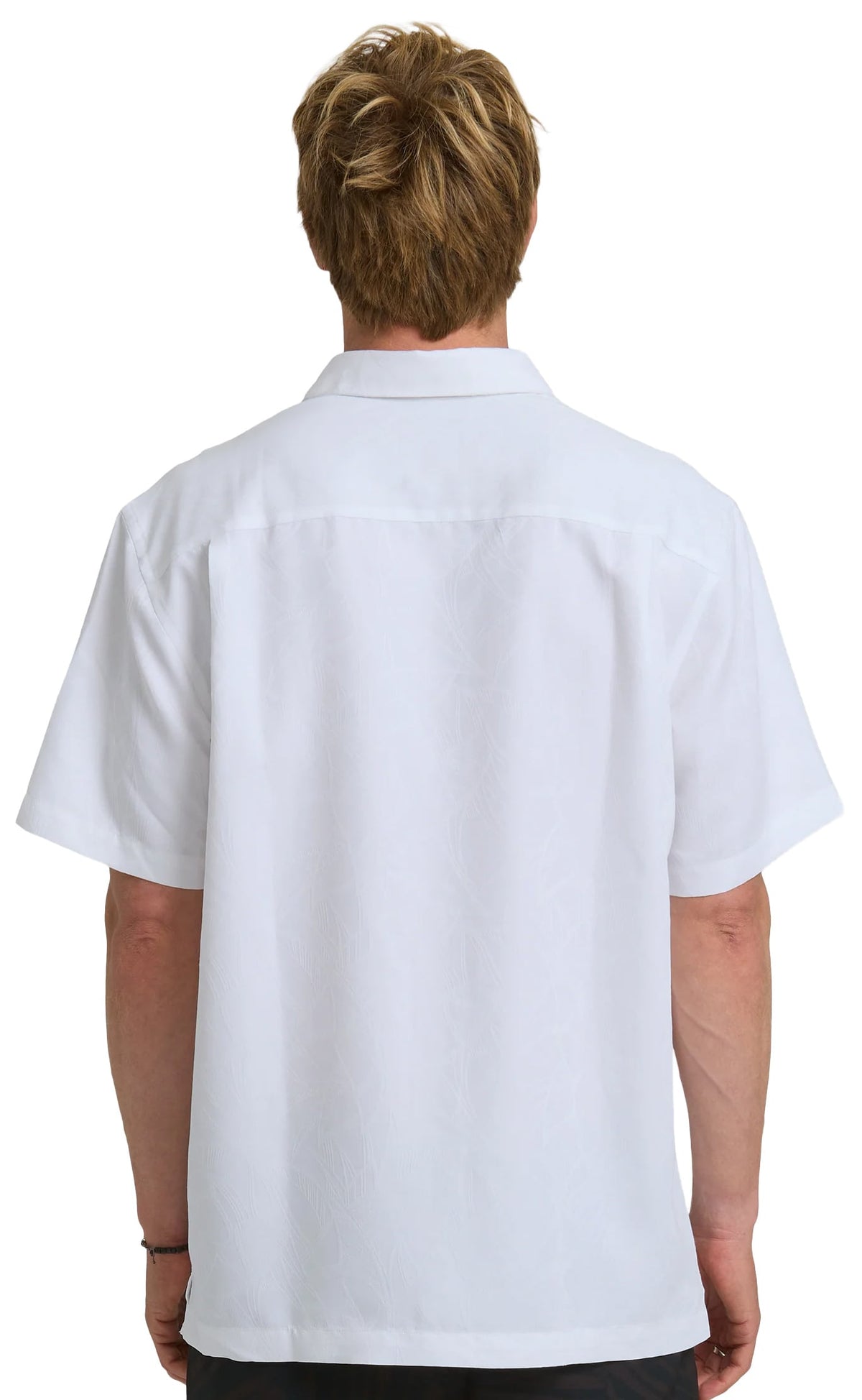Quiksilver Waterman Island Jungle Men's Short Sleeve Button Down Shirt - White – back view