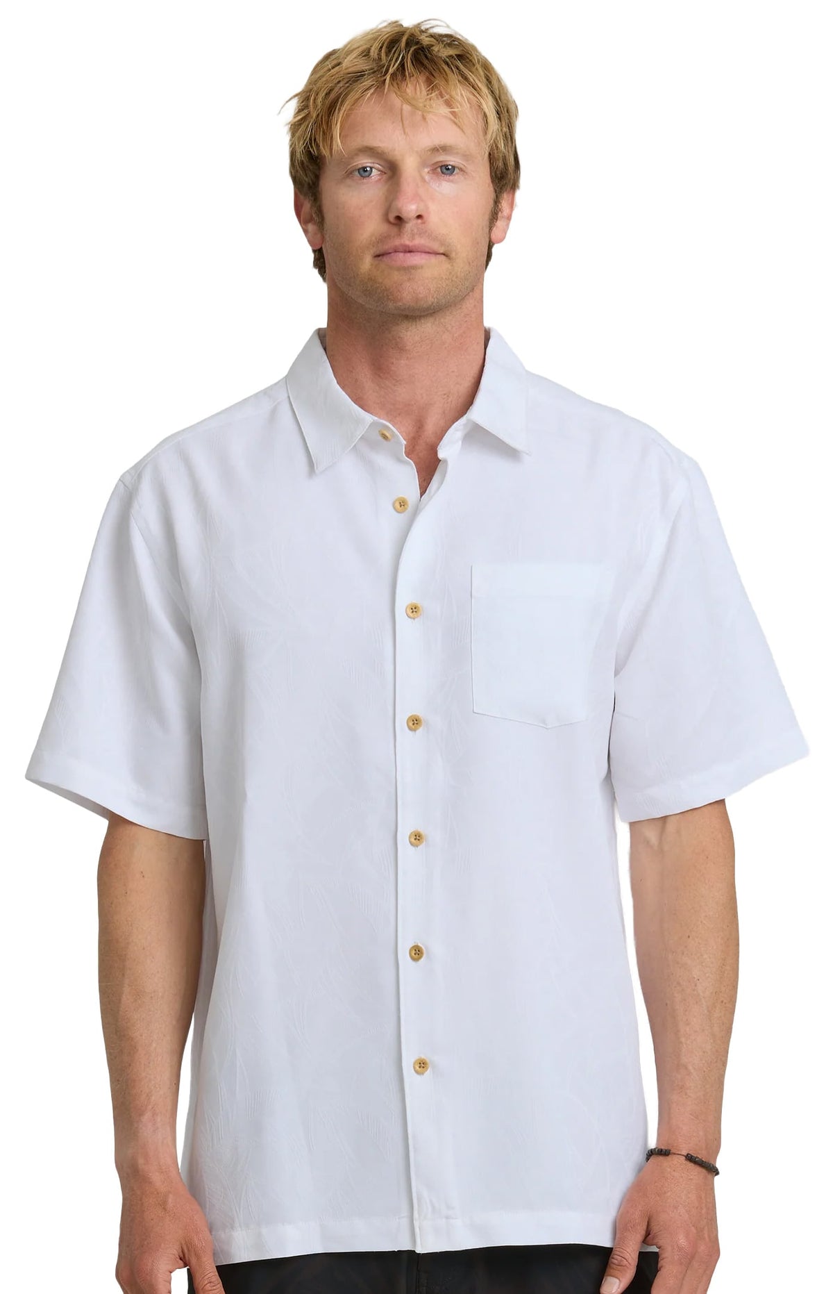 Quiksilver Waterman Island Jungle Men's Short Sleeve Button Down Shirt - White