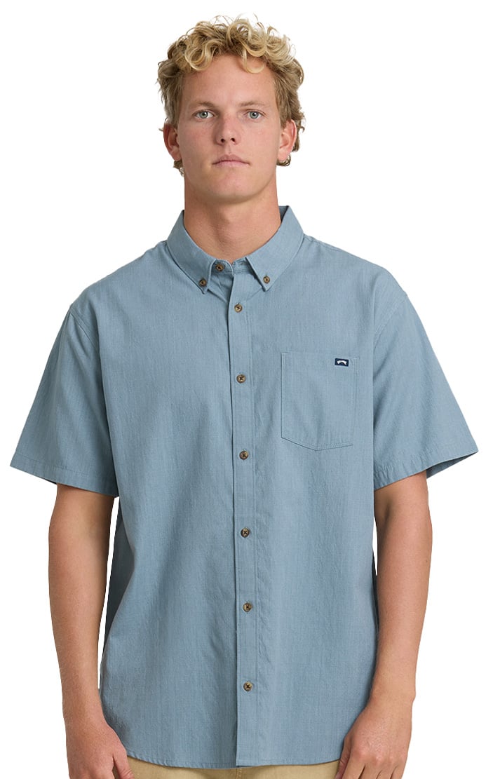 Billabong All Day SS Button Down Shirt - Splashed Blue