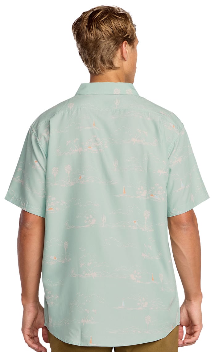 Billabong Sundays Lounge SS Button Down Shirt - Green Ash – back view