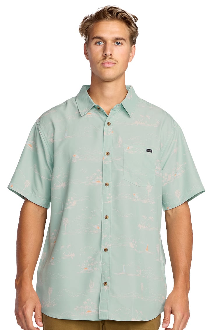 Billabong Sundays Lounge SS Button Down Shirt - Green Ash