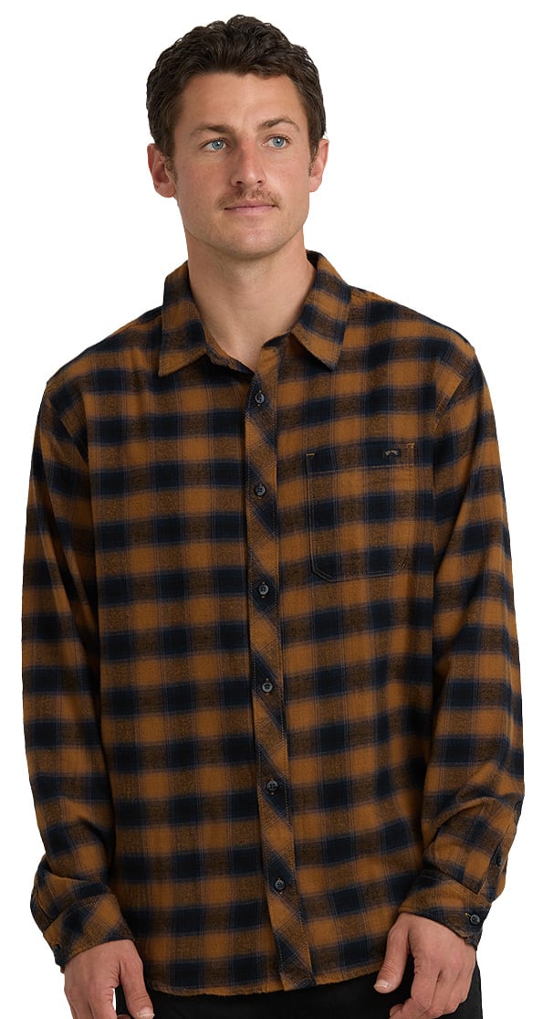 Billabong Coastline Flannel Button Down Shirt - Tobacco