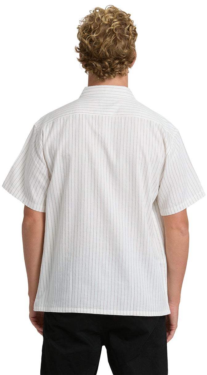 Billabong Bad Dog Men's Short Sleeve Button Down Casual Shirt - Off White – back view