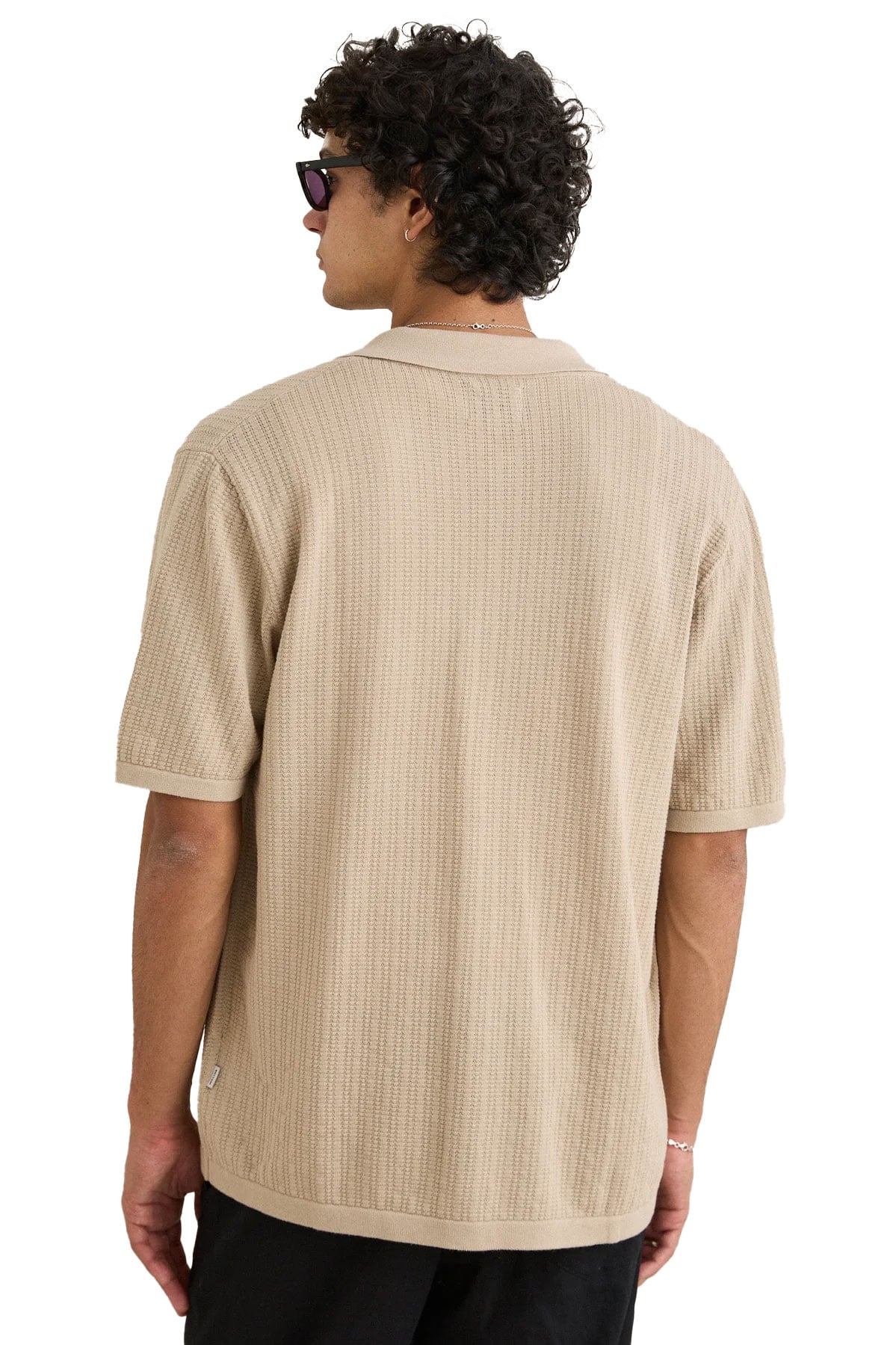 Rhythm Seersucker Stripe SS Button Down Shirt - Cedar – back view