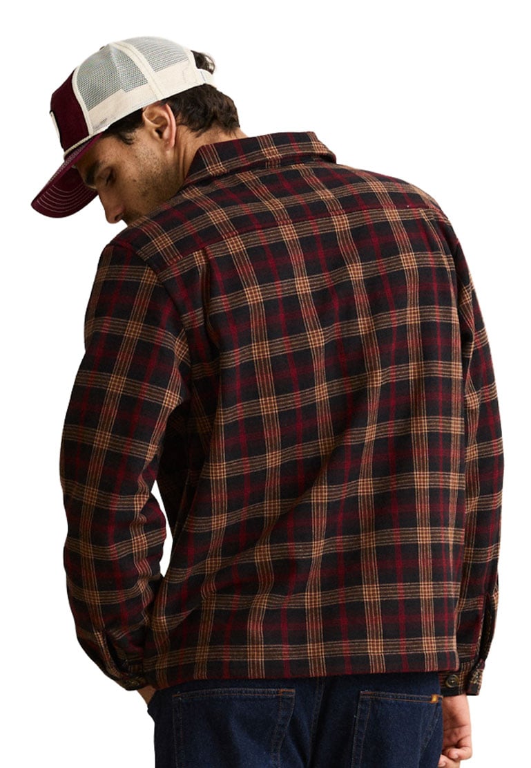 Rhythm Polar Bond Men's Long Sleeve Flannel Shirt - Vintage Black – back view