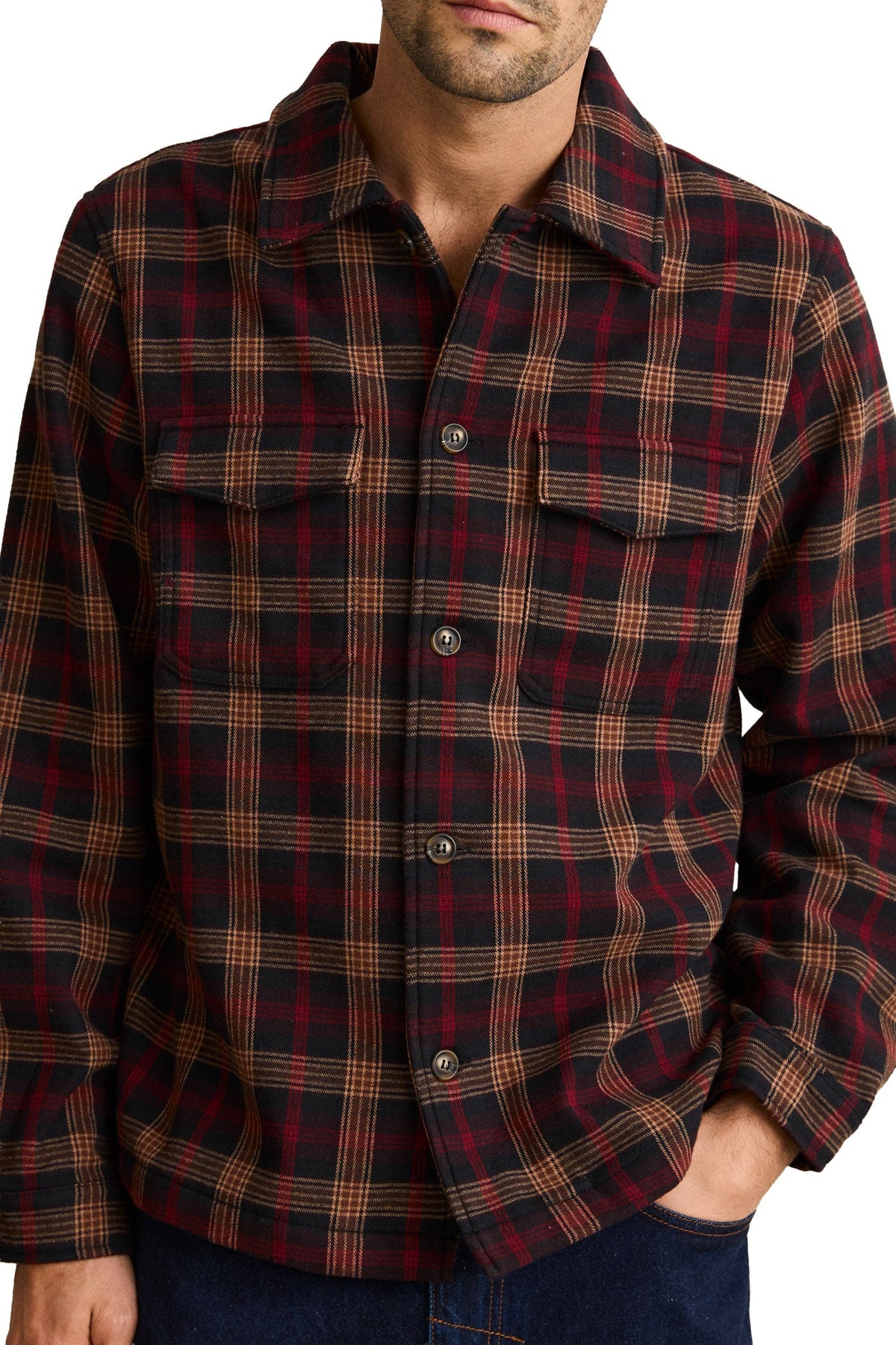 Rhythm Polar Bond Men's Long Sleeve Flannel Shirt - Vintage Black – alternate view 1