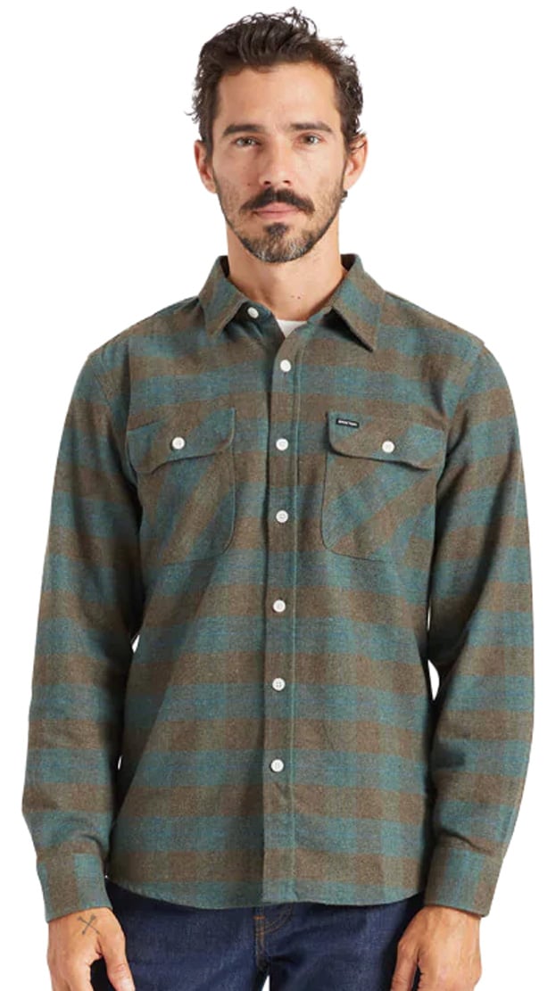Brixton Bowery Flannel Button Down Shirt - Ocean