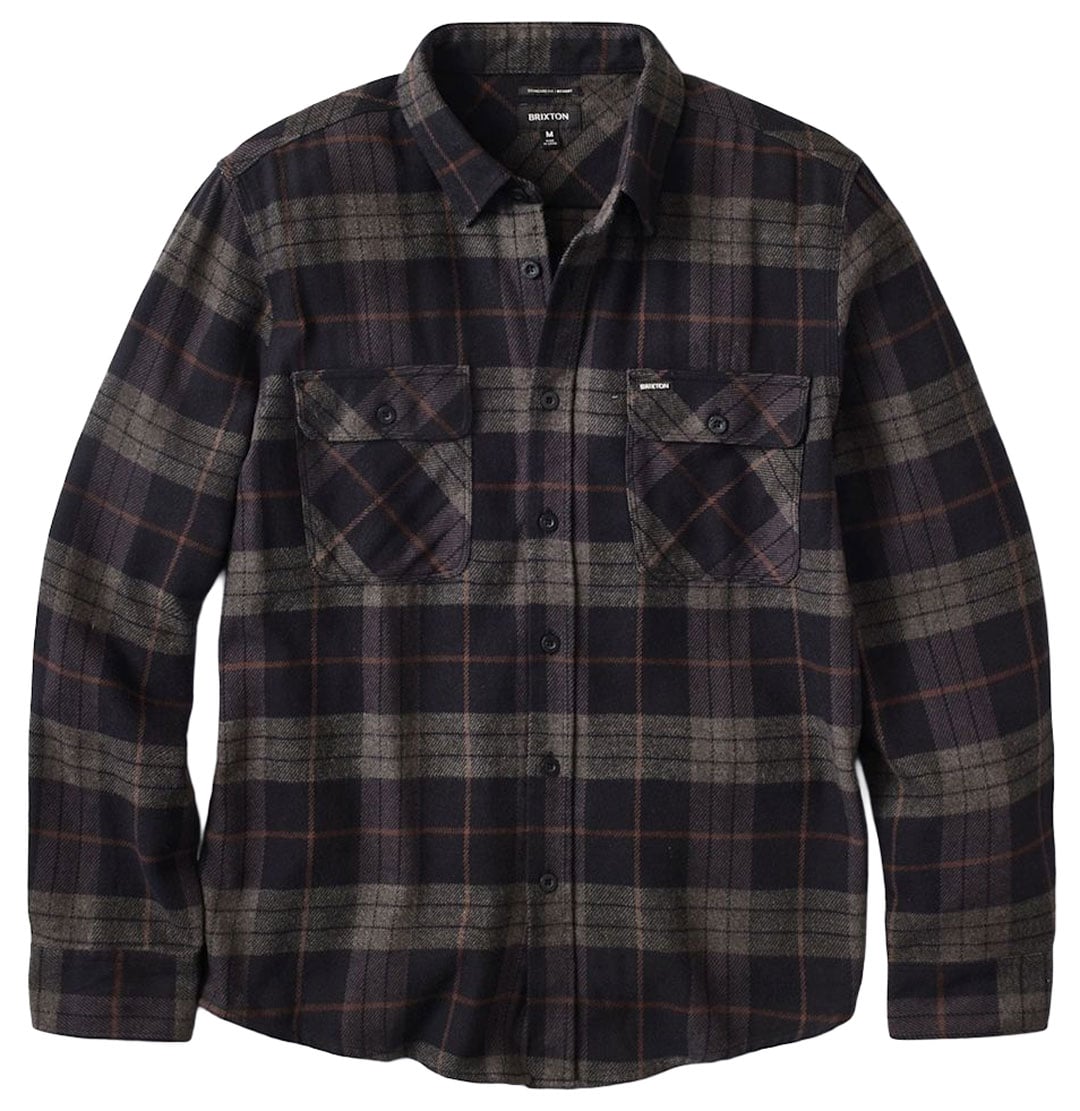 Brixton Bowery Flannel Button Down Shirt - Black / Charcoal