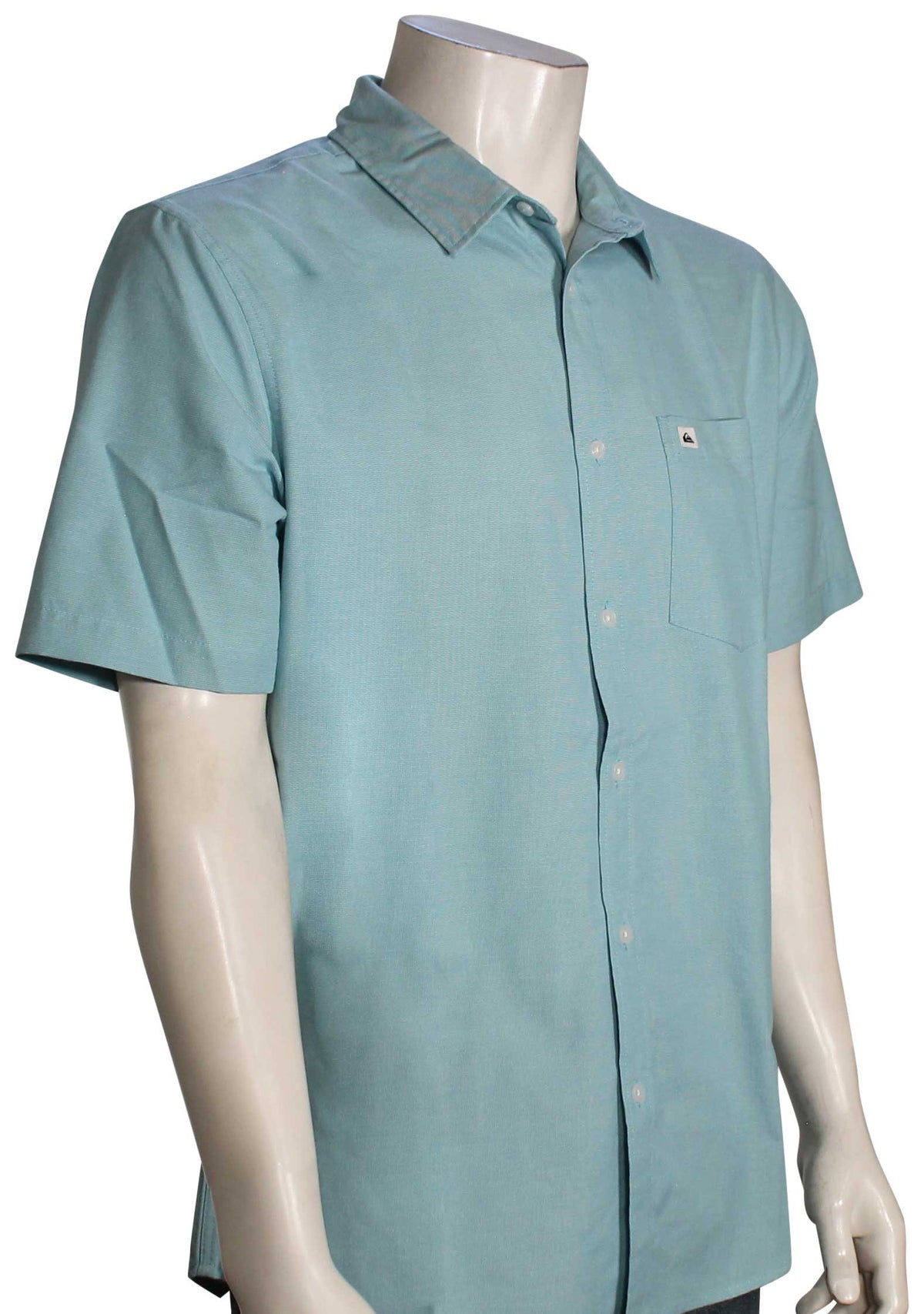 Quiksilver Shoreline Classic SS Button Down Shirt - Aqua Blue