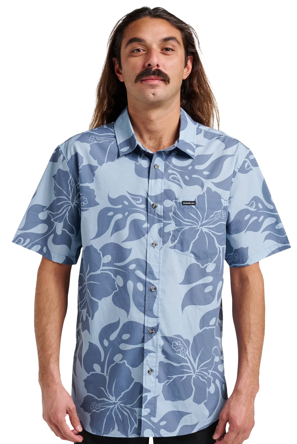 Quiksilver Oceanview Classic SS Button Down Shirt - Ashley Blue