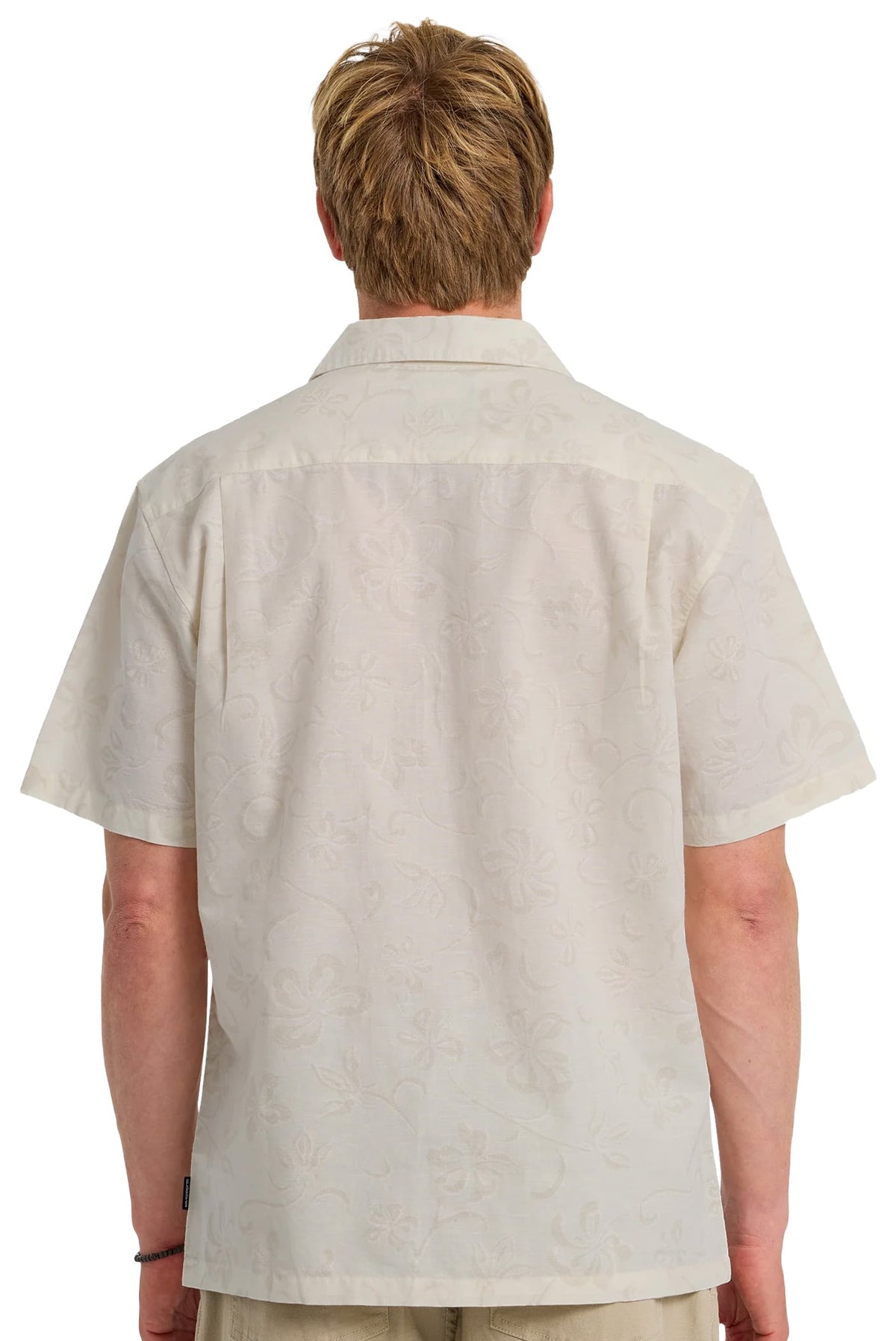 Quiksilver Lo-Biscus DNA Men's Short Sleeve Button Down Camp Shirt - Snow White – back view