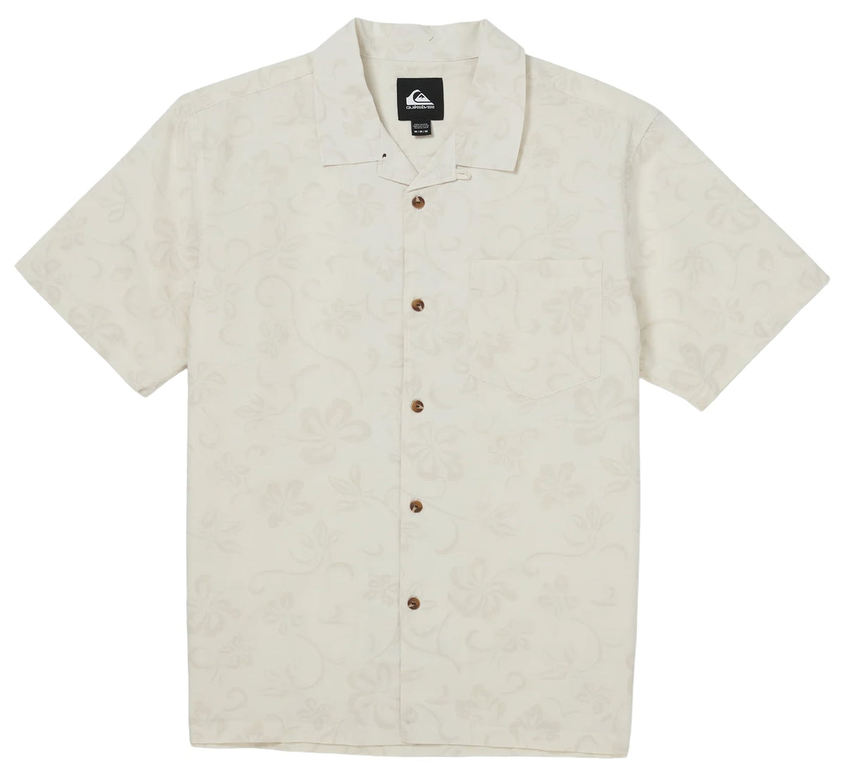 Quiksilver Lo-Biscus DNA Men's Short Sleeve Button Down Camp Shirt - Snow White – alternate view 1