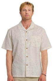 Quiksilver Lo-Biscus DNA Men's Short Sleeve Button Down Camp Shirt - Snow White