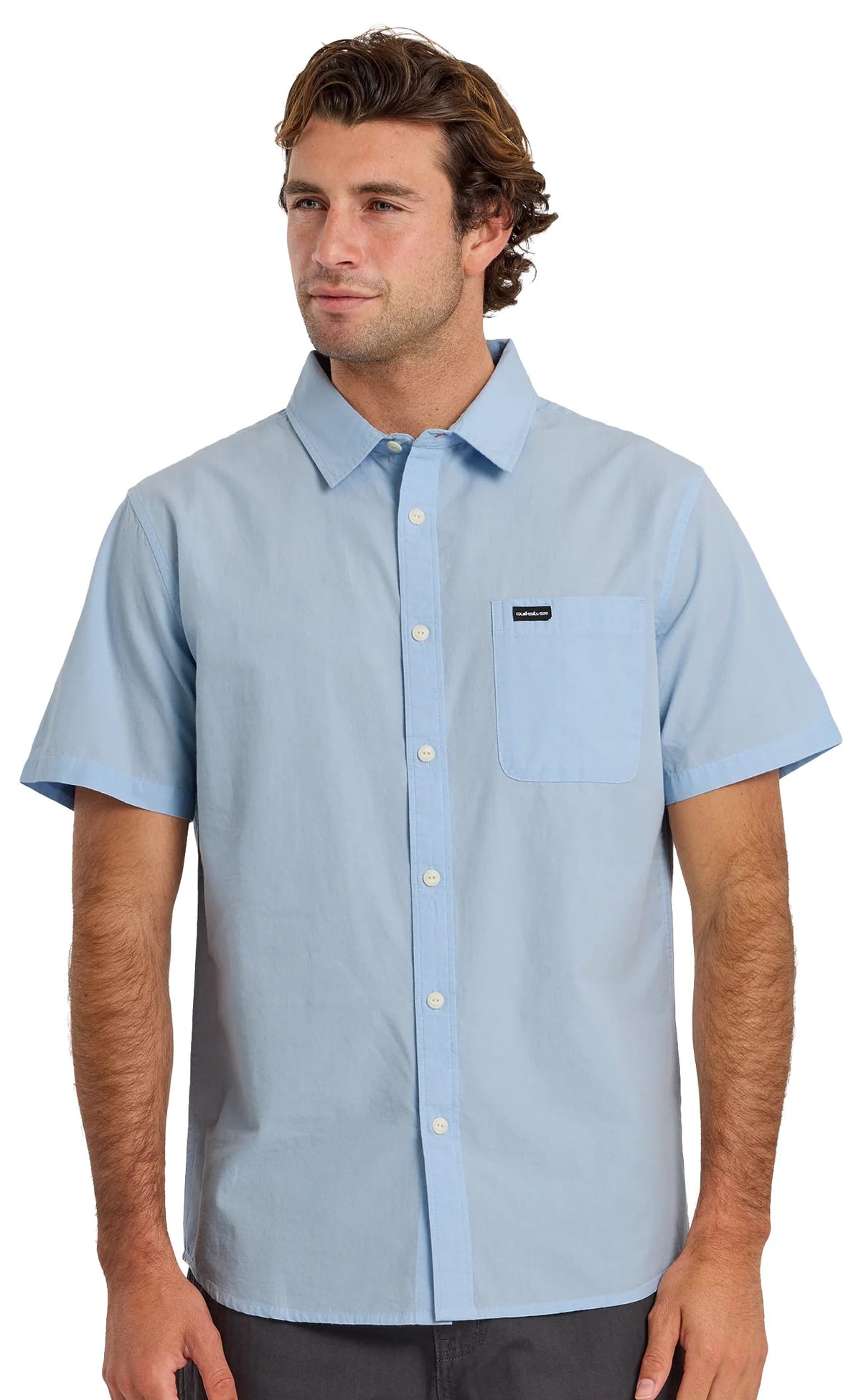 Quiksilver Shore Break Classic Men's Short Sleeve Button Down Shirt - Skyway