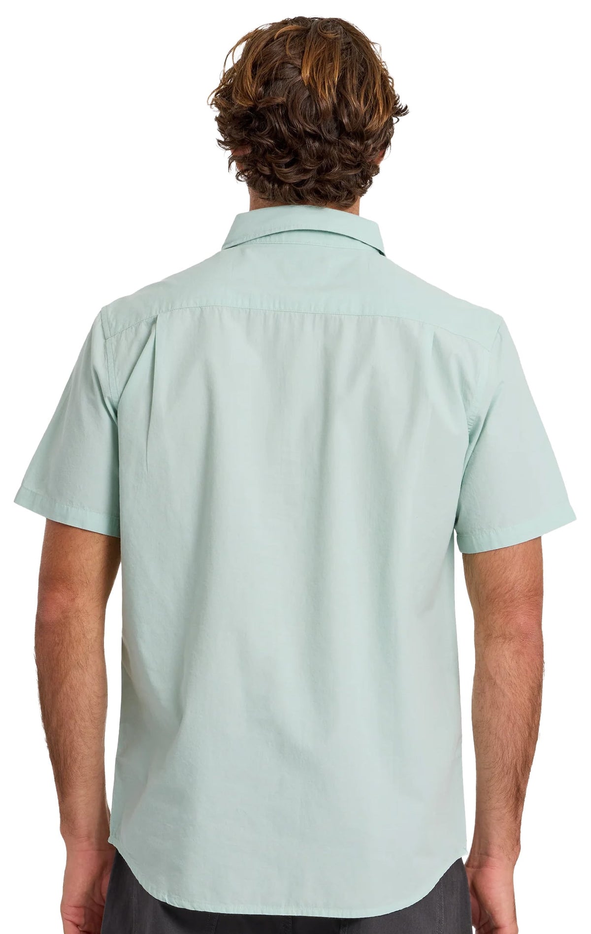 Quiksilver Shore Break Classic Men's Short Sleeve Button Down Shirt - Blue Haze – back view