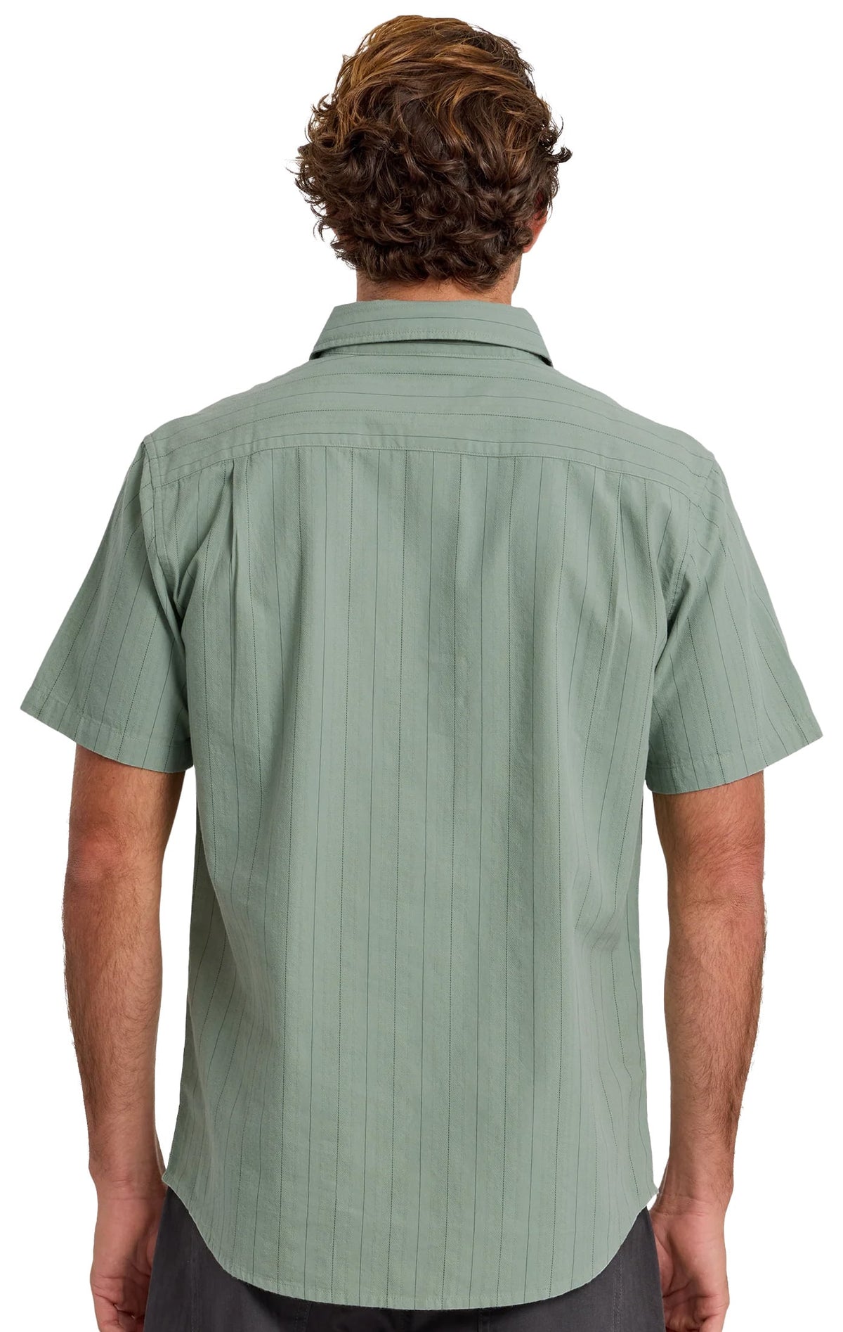 Quiksilver Dobby Stripe Classic Men's Short Sleeve Button Down Shirt - Lily Pad – back view