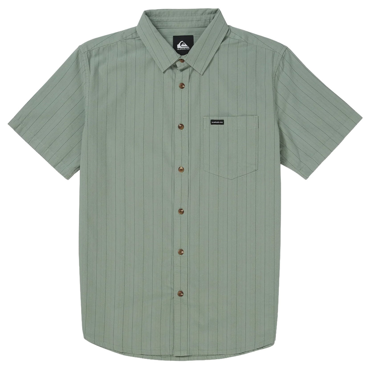 Quiksilver Dobby Stripe Classic Men's Short Sleeve Button Down Shirt - Lily Pad – alternate view 1