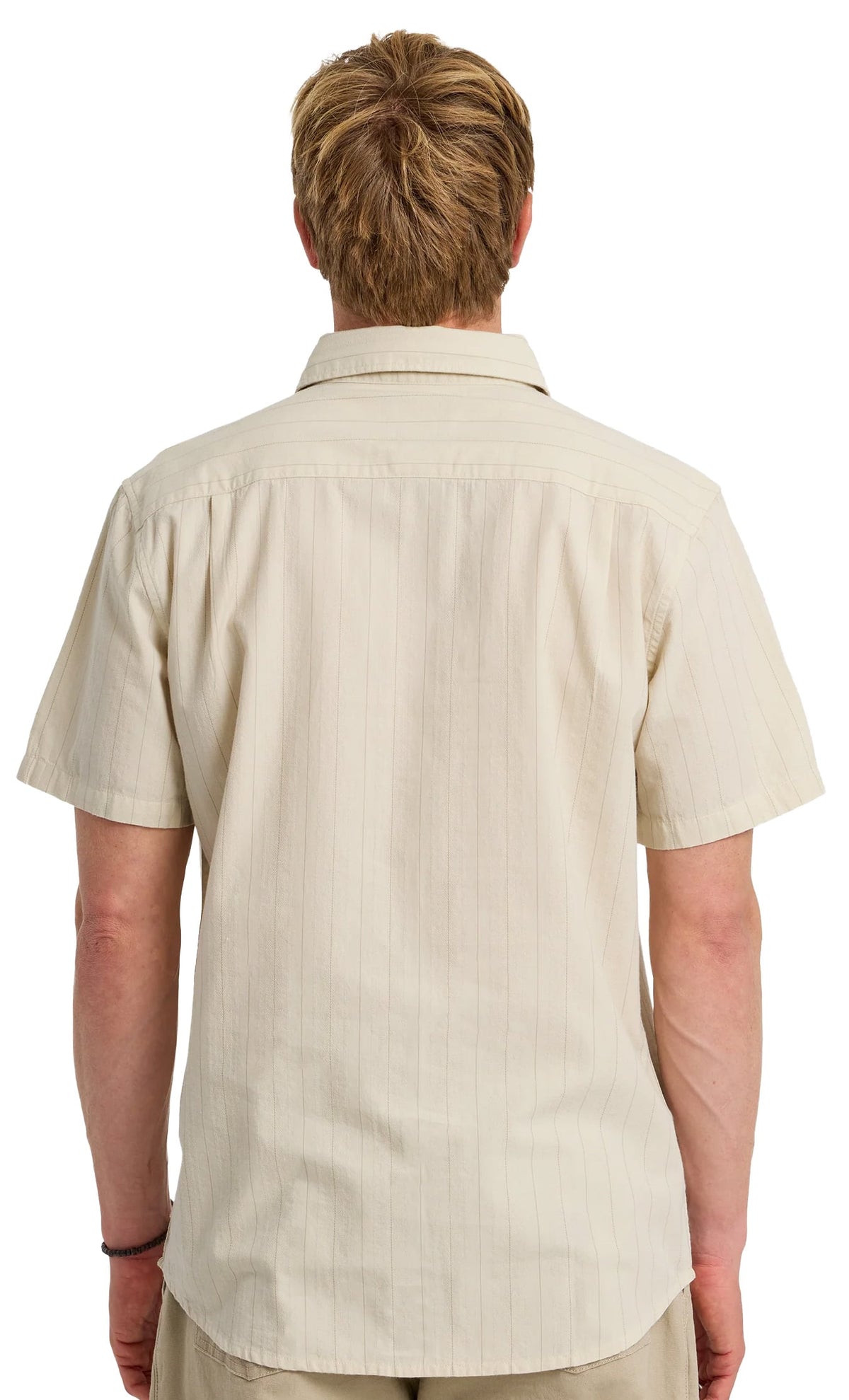 Quiksilver Dobby Stripe Classic Men's Short Sleeve Button Down Shirt - Bone White – back view