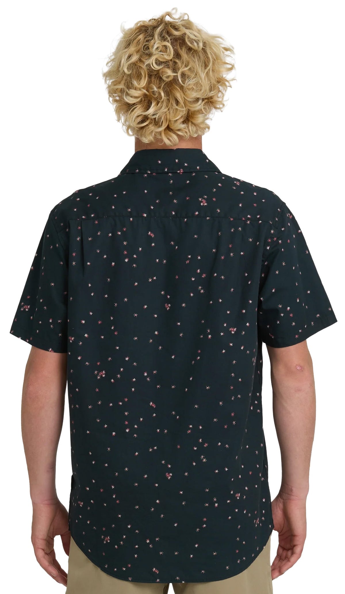 Quiksilver Ditsy Blossom Classic Men's Short Sleeve Button Down Shirt - Anthracite – back view