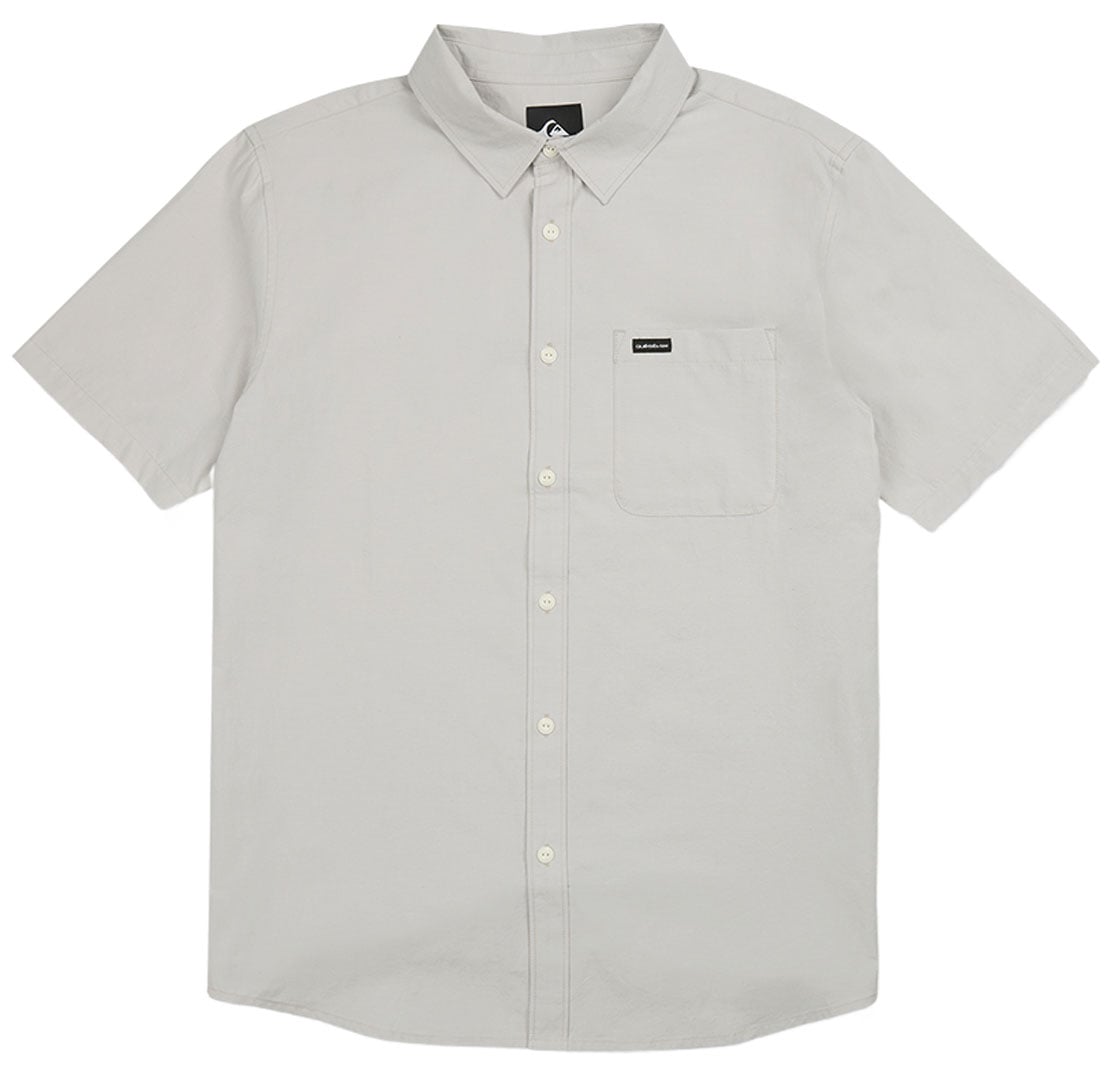 Quiksilver Shore Break Classic Men's Short Sleeve Button Down Shirt - Micro Chip Grey