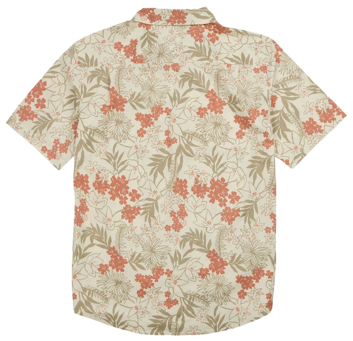 Quiksilver Jetty Bloom Classic Stretch Men's Short Sleeve Button Down Shirt - Bone – back view