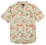 Quiksilver Jetty Bloom Classic Stretch Men's Short Sleeve Button Down Shirt - Bone