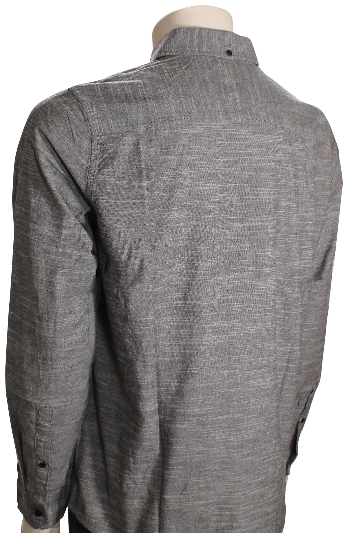 Hurley One and Only Stretch LS Button Down Shirt - Black – back view