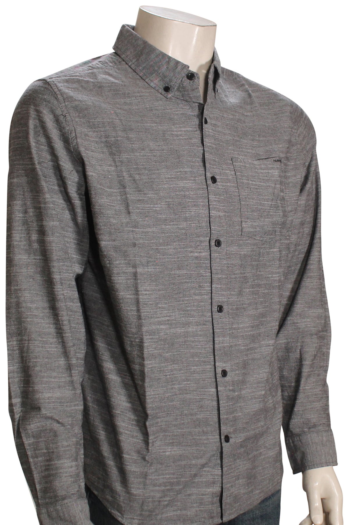 Hurley One and Only Stretch LS Button Down Shirt - Black