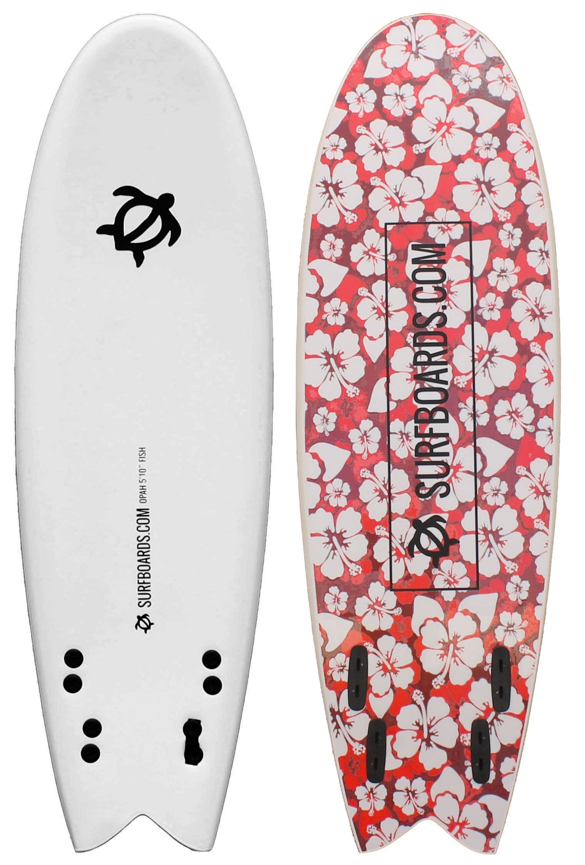 Surfboards.com Opah 5'10" Fish Surfboard - Red Hibiscus