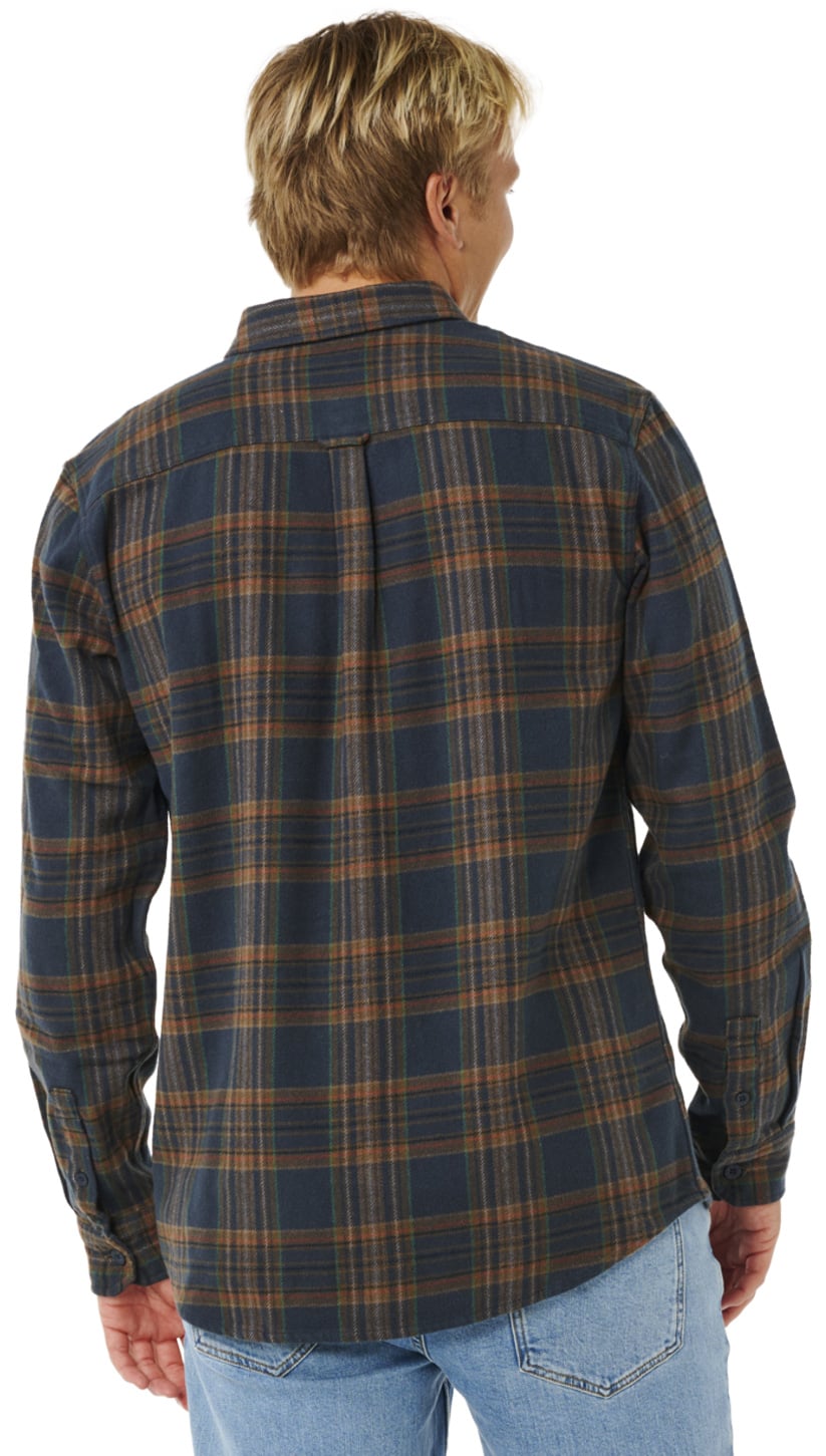 Rip Curl Griffin LS Flannel Shirt - Dark Blue – back view