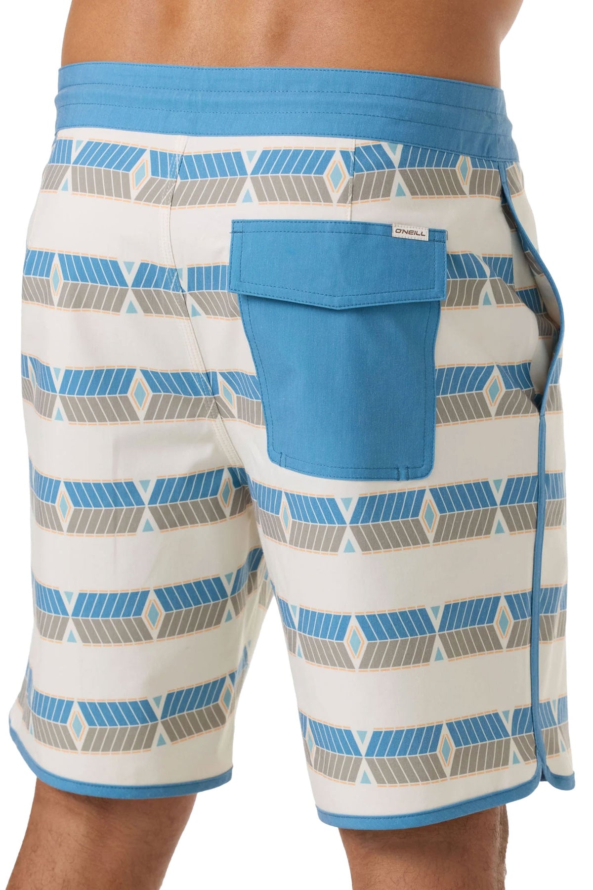 O'Neill Men’s Diamante Cruzer Scallop Boardshorts - 18" Performance Stretch Swim Trunks, Tofu – back view