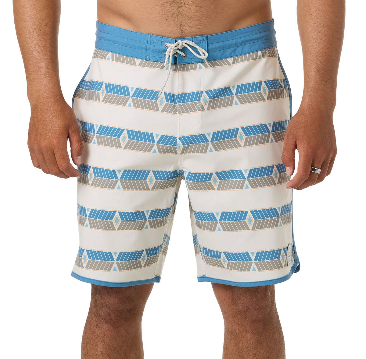 O'Neill Men’s Diamante Cruzer Scallop Boardshorts - 18" Performance Stretch Swim Trunks, Tofu